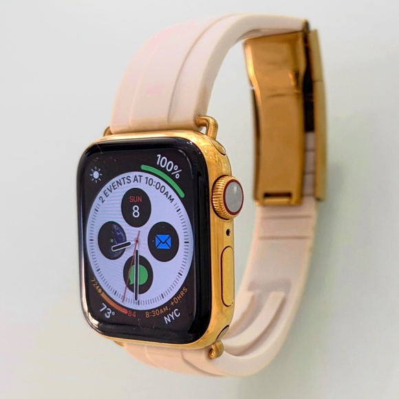 APPLE WATCH 6 40mm 24K GOLD PLATED w/ROLEX BAND ($1500 MSRP) - Picture 3 of 7